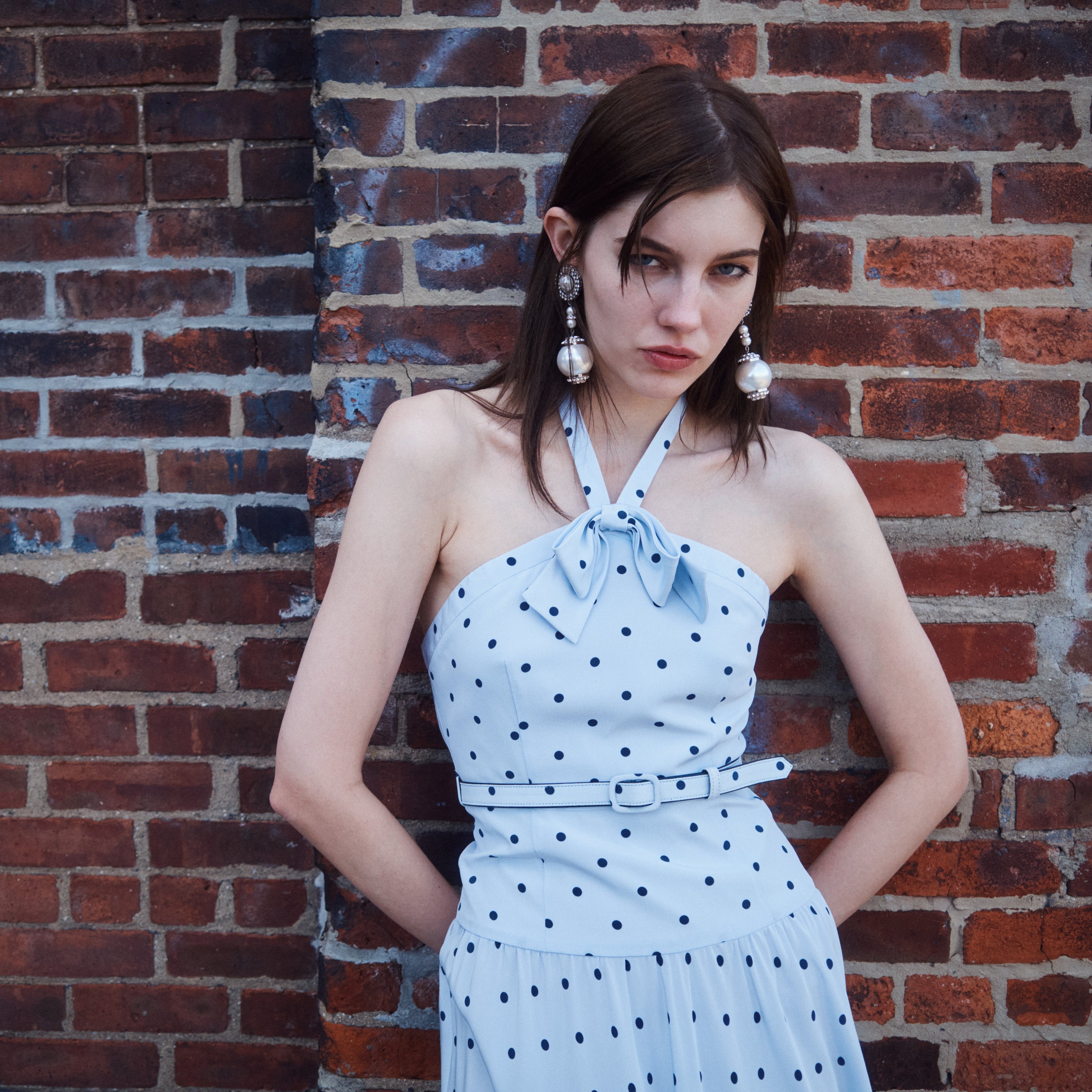alessandra rich blue polka dot dress Alessandra Rich Dress with polka dot pattern | Women's