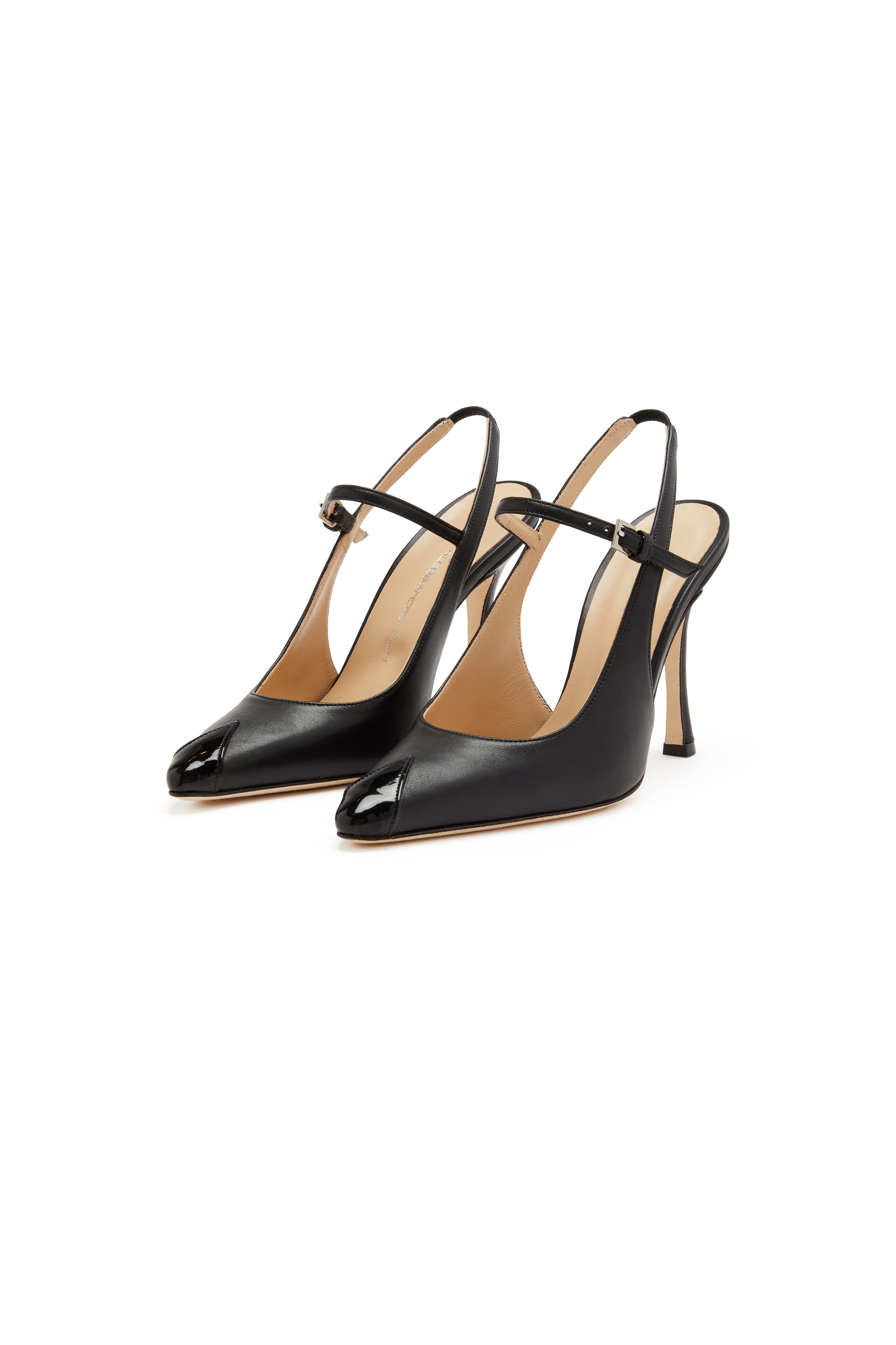 LEATHER SLINGBACK WITH CONTRASTING TOE - 10CM