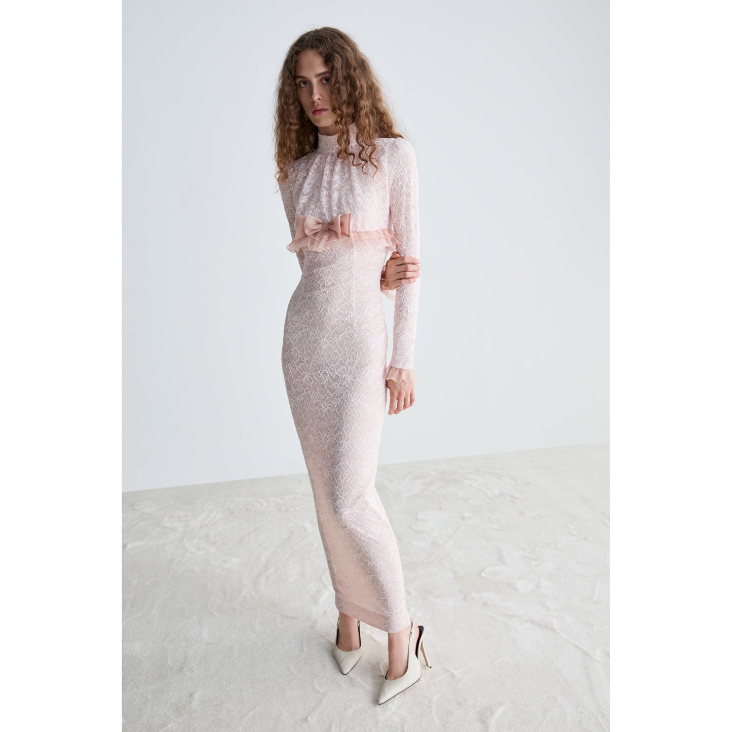 STRETCH LACE EVENING DRESS